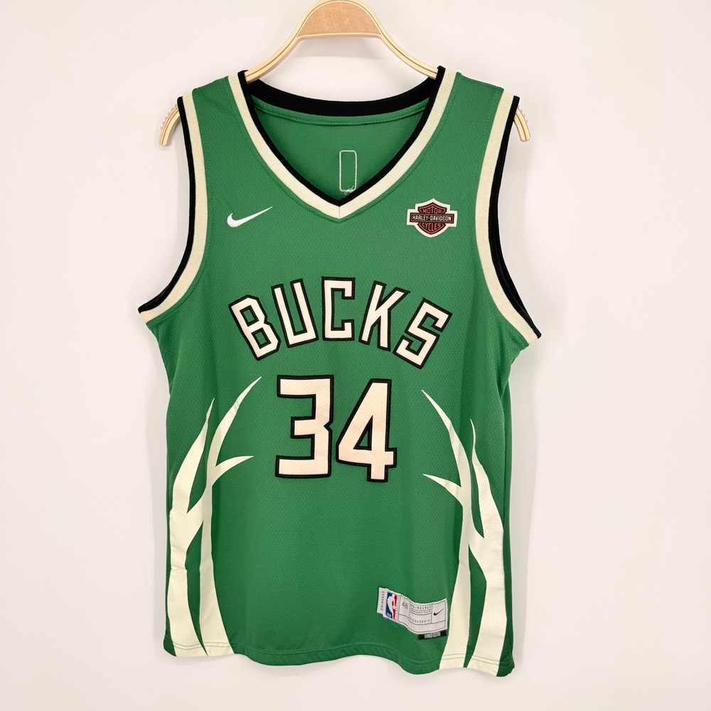 Nike Bucks Giannis Antetokounmpo Jersey Mens 48 Green Good Earned Edition 34